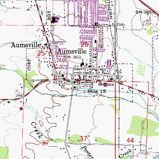 Topographic Map of Aumsville City Hall, OR