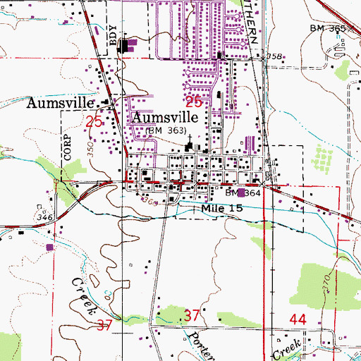 Topographic Map of Aumsville Municipal Court, OR