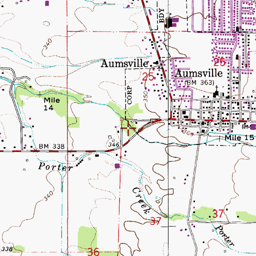Topographic Map of Aumsville Public Works Department, OR