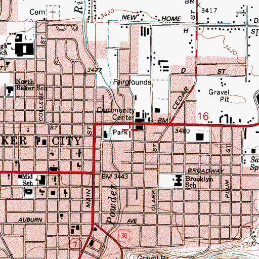 Topographic Map of Baker Heritage Museum, OR