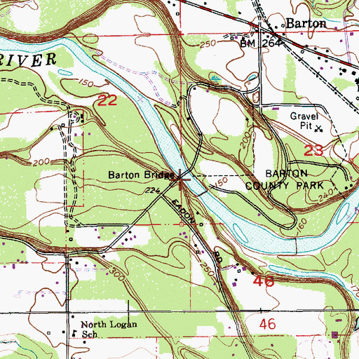 Topographic Map of Barton Park Boat Ramp, OR