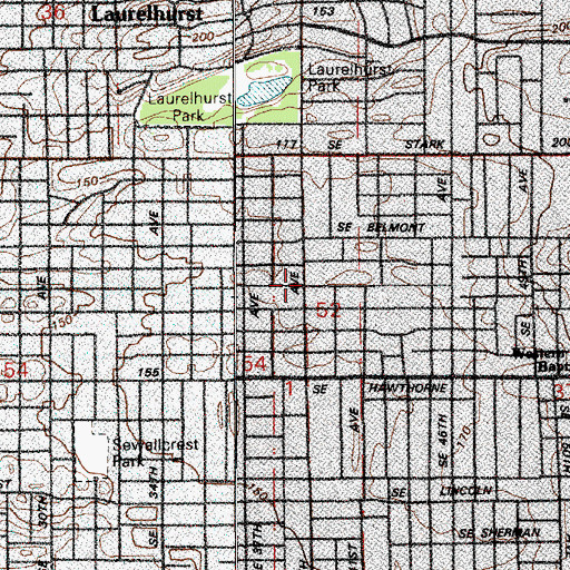 Topographic Map of Belmont Library, OR