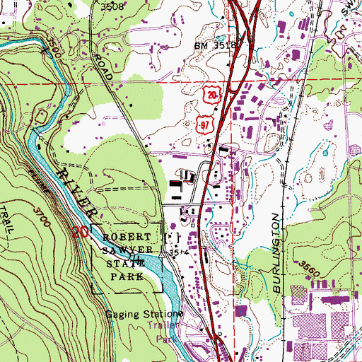 Topographic Map of Bend Area Transit Park and Ride, OR