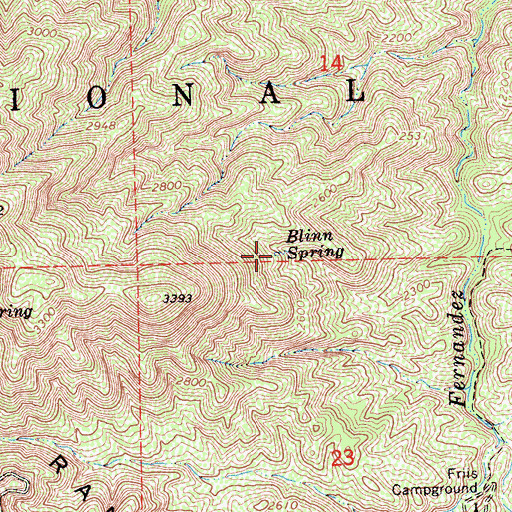 Topographic Map of Blinn Spring, CA
