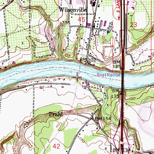 Topographic Map of Boones Ferry Landing Boat Ramp, OR