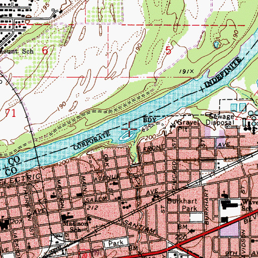 Topographic Map of Bowman City Park Boat Ramp, OR