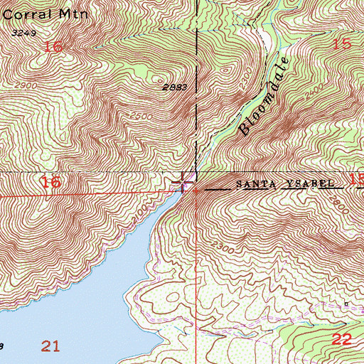 Topographic Map of Bloomdale Creek, CA