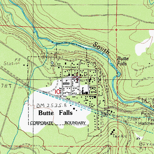Topographic Map of Butte Falls Municipal Court, OR