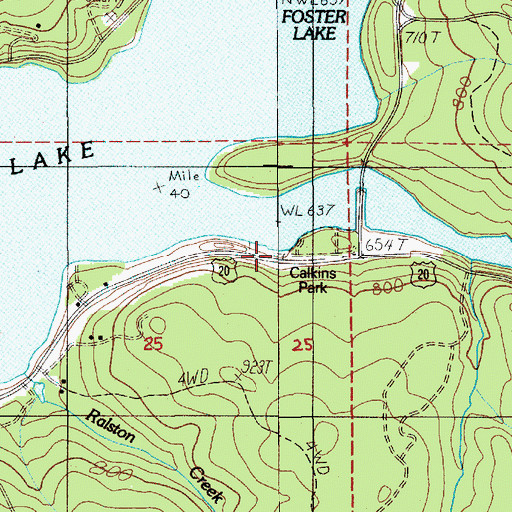 Topographic Map of Calkins County Park Boat Ramp, OR
