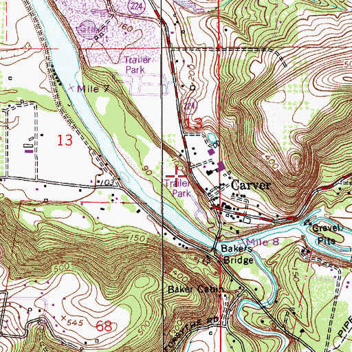 Topographic Map of Carver Park and Ride, OR