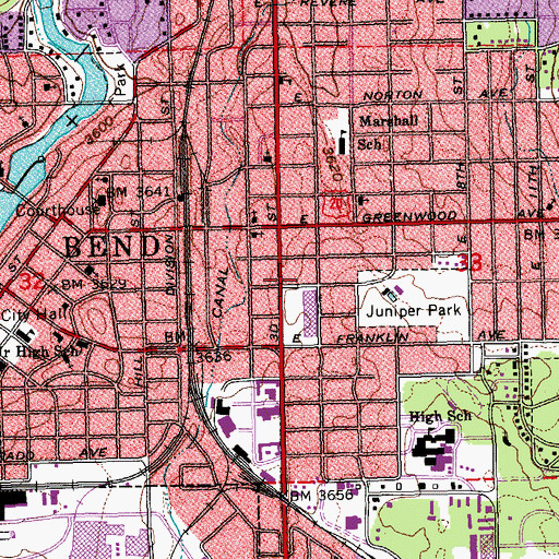 Topographic Map of Cascades East Transit Bend Hawthorne Station, OR