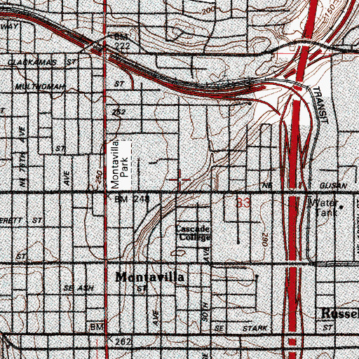 Topographic Map of Central Bible Church Park and Ride, OR