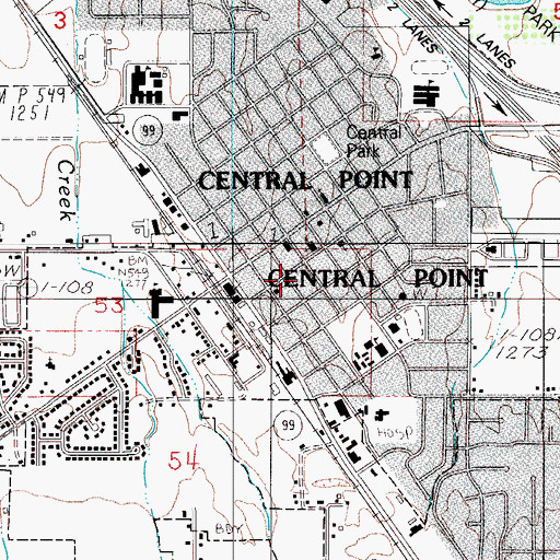 Topographic Map of Central Point City Hall, OR