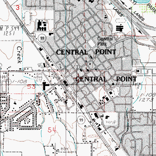 Topographic Map of Central Point Library, OR