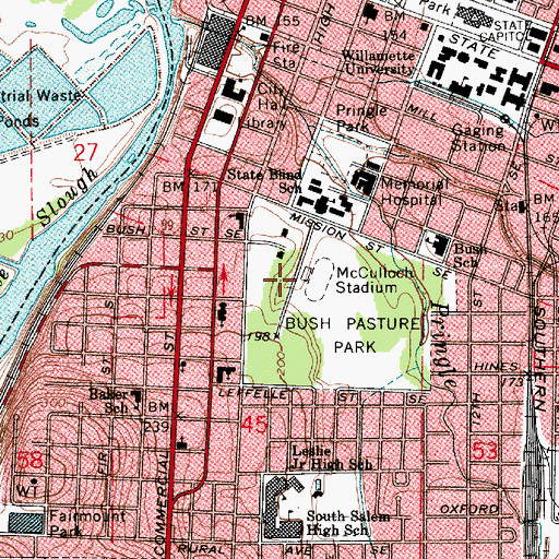Topographic Map of Charles McCuloch Stadium, OR