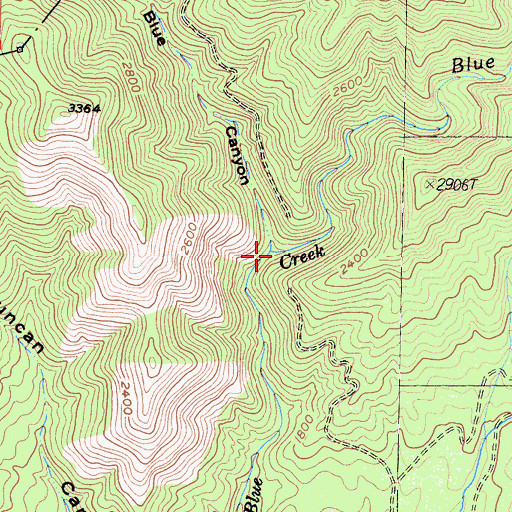 Topographic Map of Blue Canyon, CA