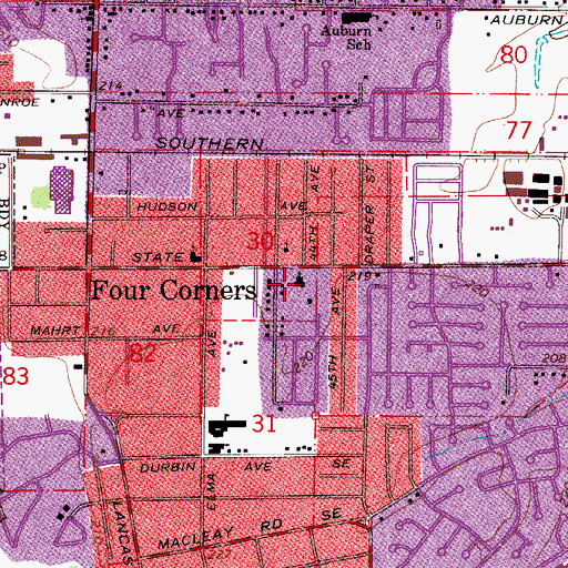 Topographic Map of Cherriots Christ Lutheran Church Park and Ride, OR