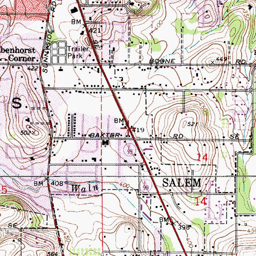 Topographic Map of Cherriots Wal - Mart South Park and Ride, OR