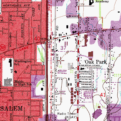 Topographic Map of Cherriots Wal - Mart North Park and Ride, OR