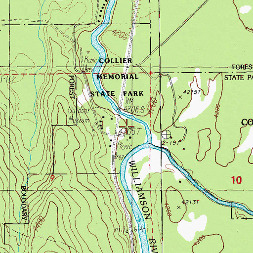 Topographic Map of Chiloquin State Park Collier Memorial Logging Museum, OR
