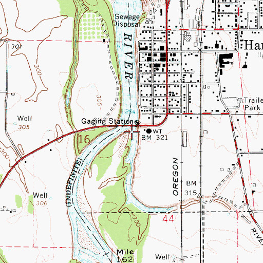 Topographic Map of Harrisburg Public Works, OR