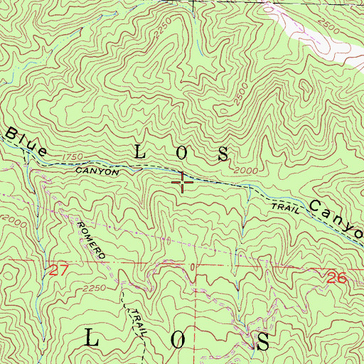 Topographic Map of Blue Canyon Trail, CA