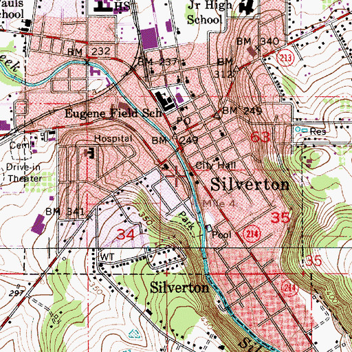 Topographic Map of Silverton Silver Trolley Dispatch, OR