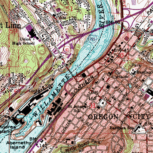 Topographic Map of Clackamas County Circuit Court, OR