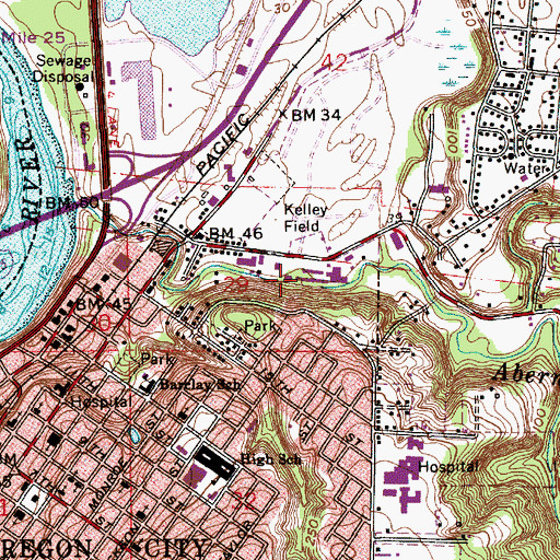 Topographic Map of Clackamas County Public Works, OR