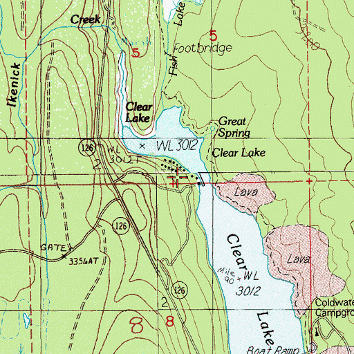 Topographic Map of Clear Lake Resort Boat Ramp, OR