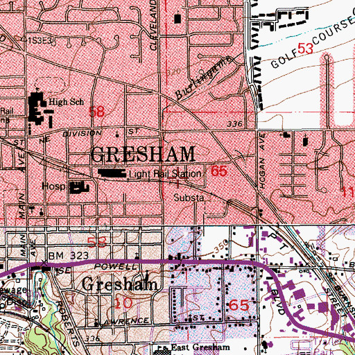 Topographic Map of Cleveland Avenue Park and Ride, OR