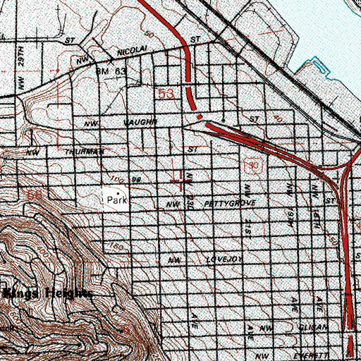Topographic Map of Coho Productions Theatre, OR