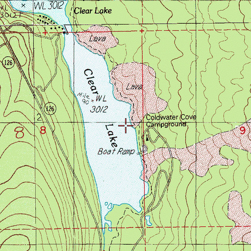 Topographic Map of Coldwater Cove United States Forest Service Boat Ramp, OR