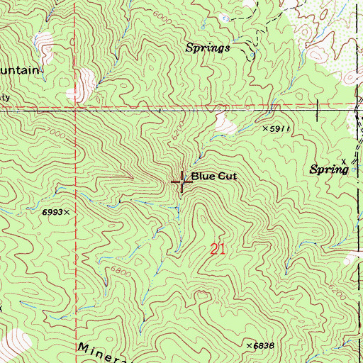 Topographic Map of Blue Cut, CA