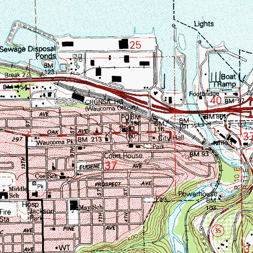 Topographic Map of Columbia Center for the Arts, OR