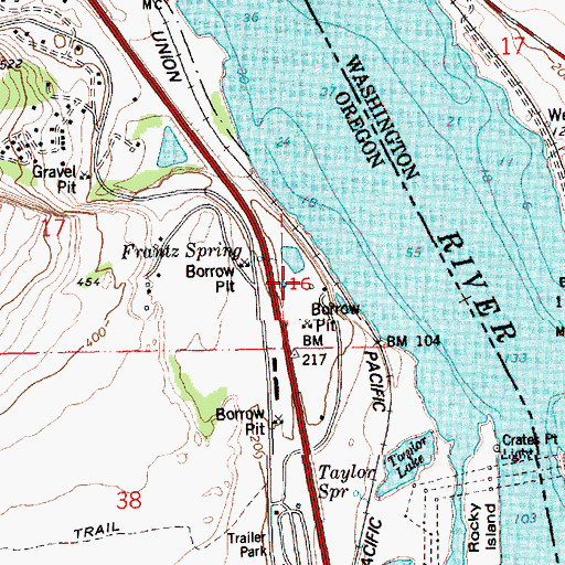 Topographic Map of Columbia Gorge Discovery Center, OR