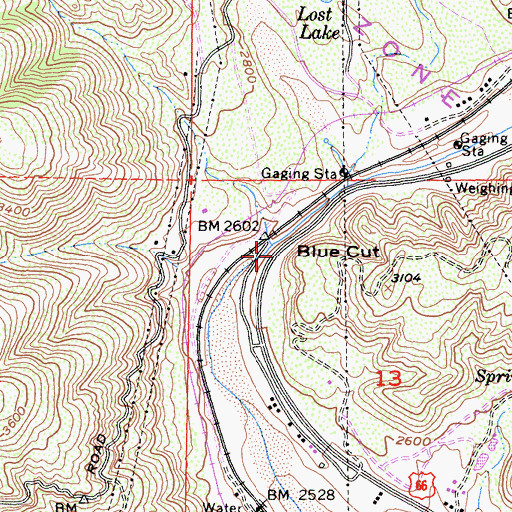 Topographic Map of Blue Cut, CA