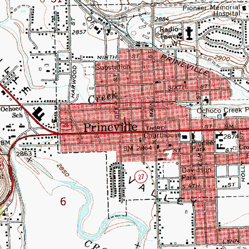 Topographic Map of Crook County Health Department, OR