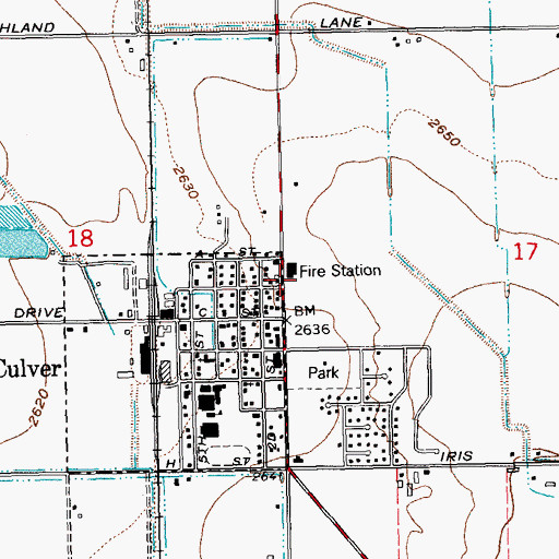 Topographic Map of Culver City Public Works, OR