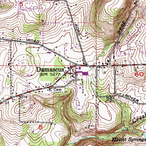 Topographic Map of Damascus Public Works, OR