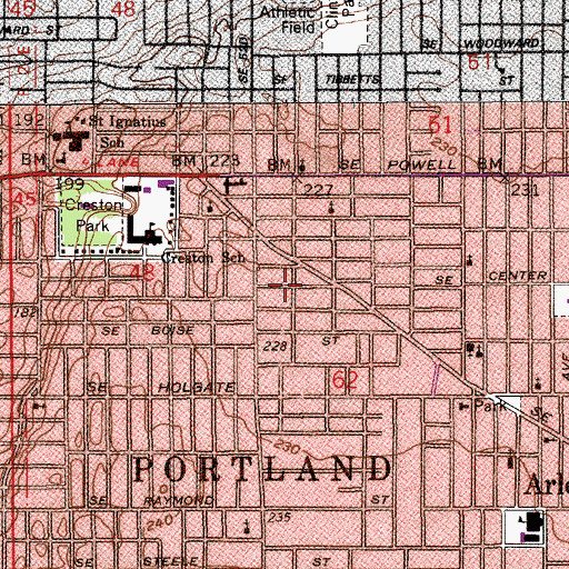 Topographic Map of Day's Music Company, OR