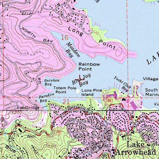 Topographic Map of Blue Jay Bay, CA