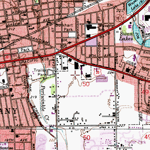 Topographic Map of Department of Motor Vehicles Albany, OR