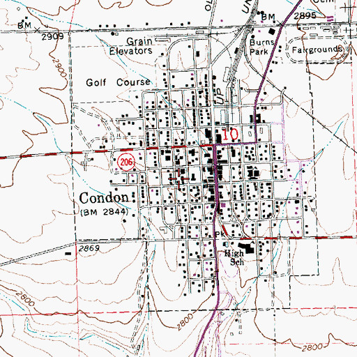 Topographic Map of Department of Motor Vehicles Condon, OR