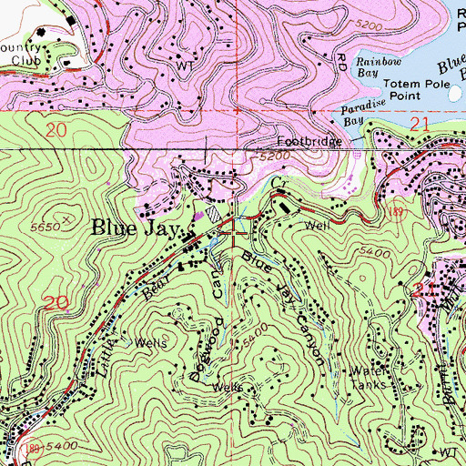 Topographic Map of Blue Jay Canyon, CA