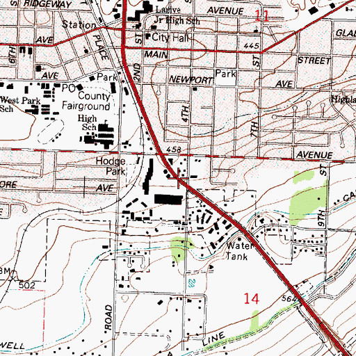 Topographic Map of Department of Motor Vehicles Hermiston, OR