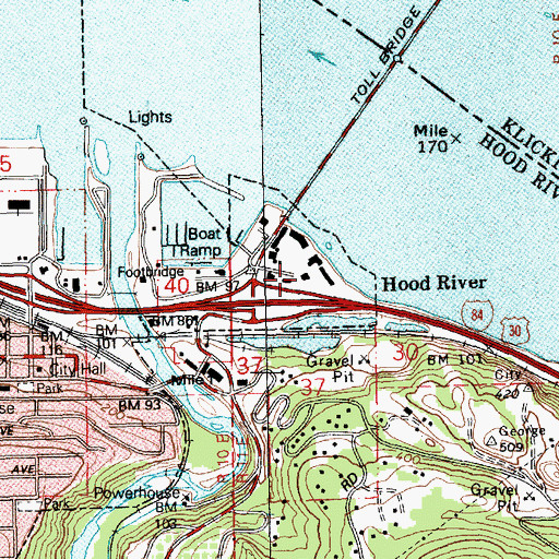 Topographic Map of Department of Motor Vehicles Hood River, OR
