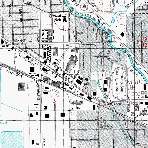 Topographic Map of Department of Motor Vehicles Klamath Falls, OR