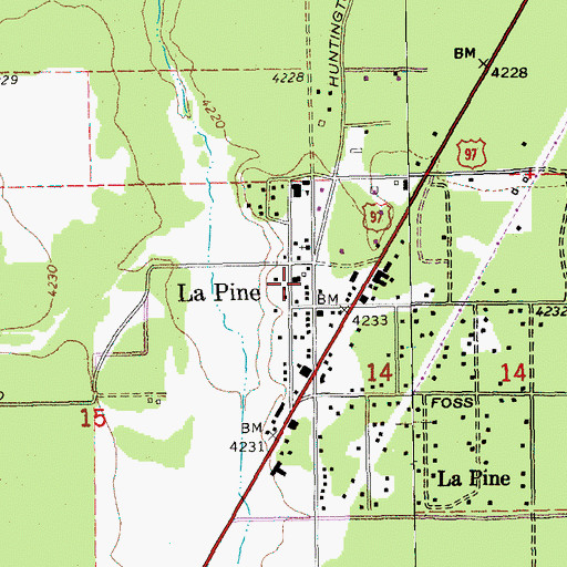 Topographic Map of Department of Motor Vehicles La Pine, OR
