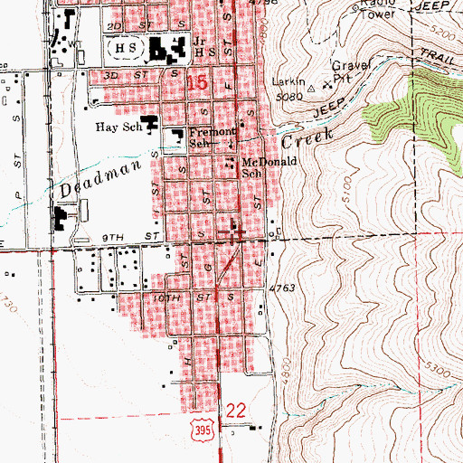 Topographic Map of Department of Motor Vehicles Lakeview, OR